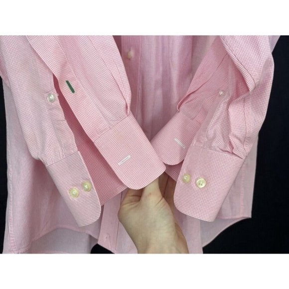 Tommy Hilfiger Men's Pink And White Gingham Long Sleeve Button Down Shirt Sz Lg - Picture 6 of 10